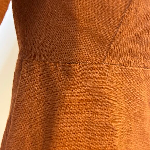 SPELL & THE GYPSY Sz S Peplum Burnt Orange 3/4 Peasant Sleeve Boho Minimalist - Picture 5 of 10